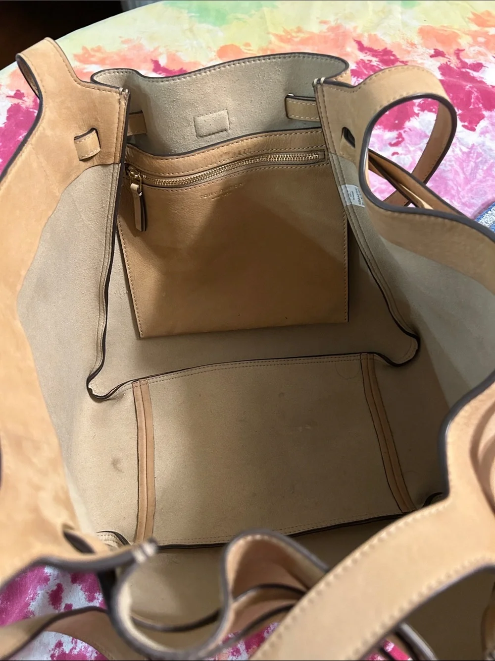 Tory Burch Romy Nubuck wheat leather tote